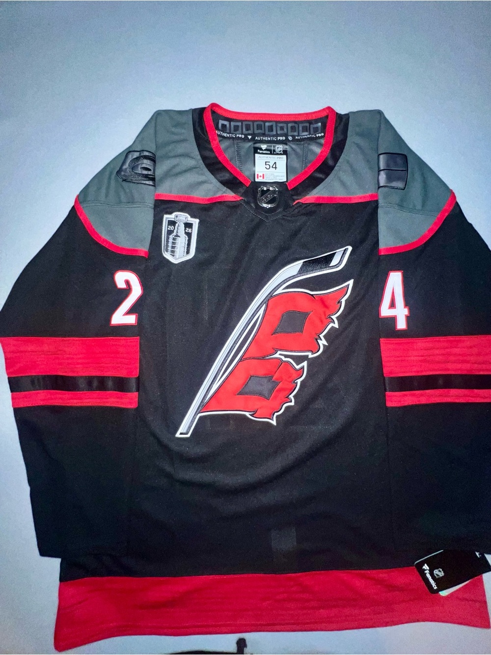 Carolina Hurricanes 2026 Stanley Cup hockey jersey Seth Jarvis Black Size 54